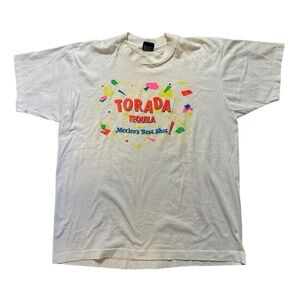 Vtg Torada Tequila Shirt XL White 80s Screen Stars Liquor Best Shot In Mexico